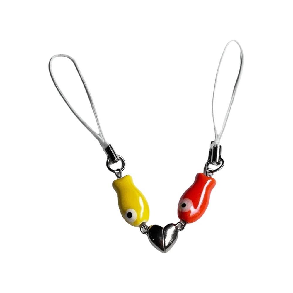 Bag Charm Magnetic Matching Keychain Heart Strap Couples Keychain Fish-Shaped Keyring Jewelry Gift