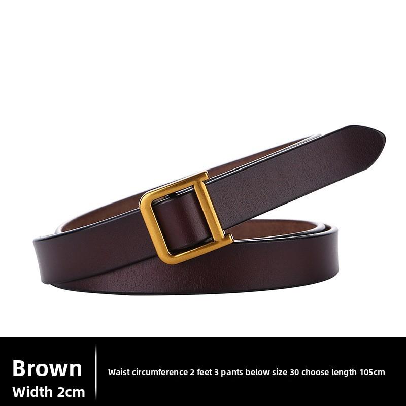 Classic Leather Waist Belt For Women With D Buck Closure For Dress Accessory