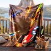 Warm Flannel Blanket Rocket League Pattern, Lightweight Comfortable Throw Blanket for Bed Sofa Use