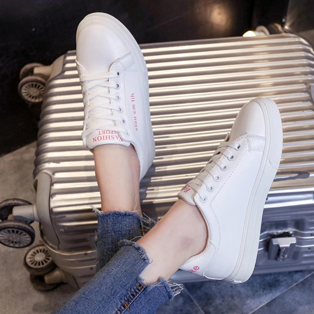Белые женские повседневные кроссовки летняя обувь женская модная дышащая обувь на шнуровке на плоской подошве для женщин платформа прогулочная дизайнерская обувь
