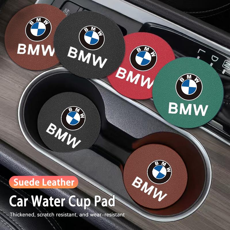 BBIS5 2Pcs Car Coaster Water Cup Mat Non-Slip Pad For BMW Performance E93 G30 E92 E53 F40 F10 F20 F30 X6 E34 E61 E60 E39 E28 X3 X1 X4