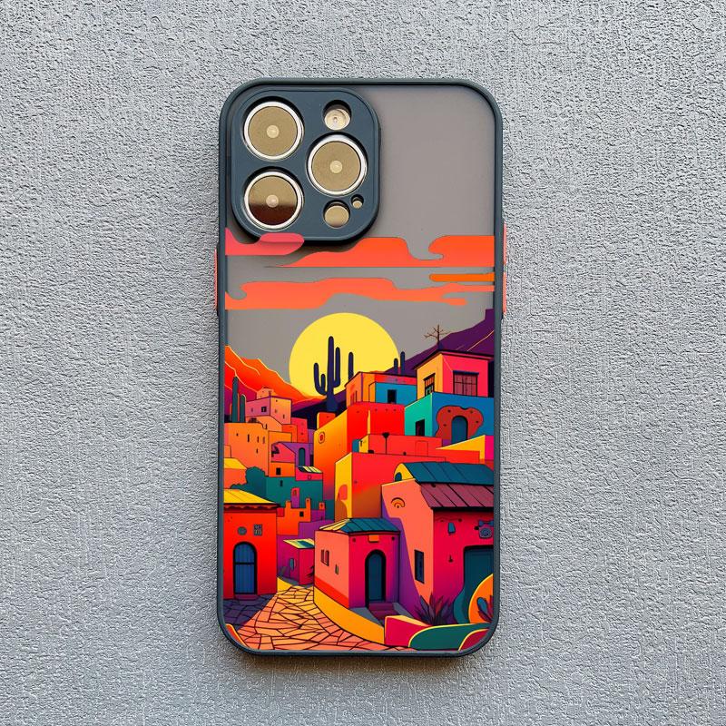 Чехол для телефона «Городской приморский городок» для iPhone 16 15 14 13 12 11 Pro Max Mini X XS XR SE 7 8 Plus Ударопрочный матовый жесткий чехол Fundas
