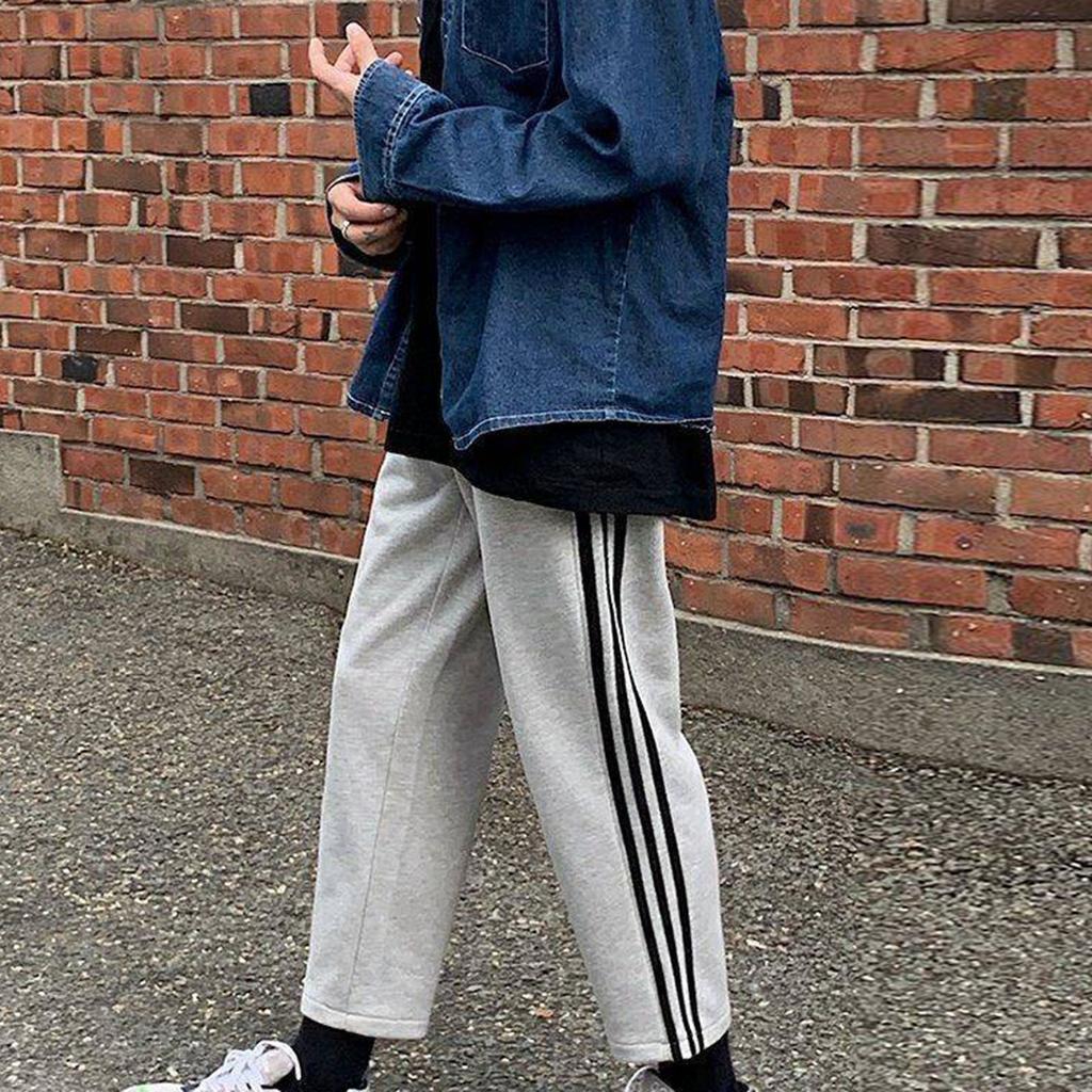 Мужские спортивные штаны, повседневные брюки, прямые свободные спортивные штаны большого размера, студенческие спортивные брюки