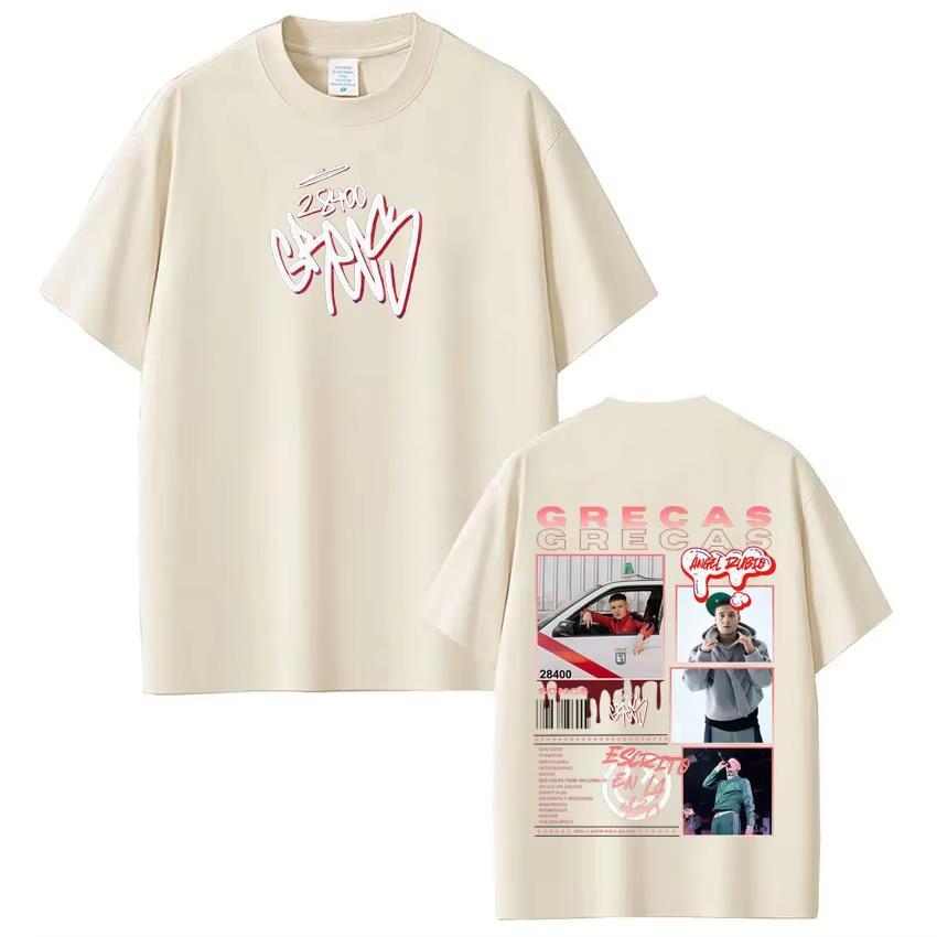 Rapper Grecas Tour 2026 Album Print Tshirts Men Women Fashion Hip Hop Tshirt Casual Short Sleeve Cotton Tee Shirt Streetwear