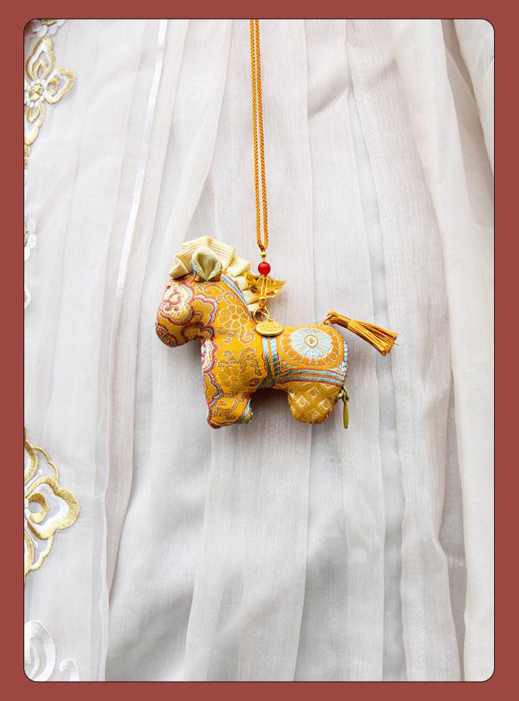 Chinese New Year Horse Embroidered Brocade Sachet - Cultural Hanfu Car Pendant Gift
