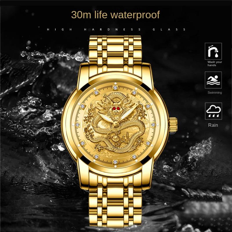 ONTHEEDGE Полые часы Мужские стальной ремешок Кварцевые Светятся в темноте Водонепроницаемые Тренд Немеханические