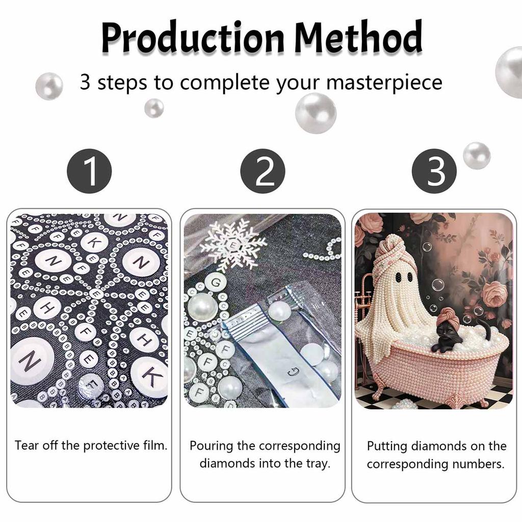 Halloween pearl painting handmade diy art bathtub cat pearl home decoration painting