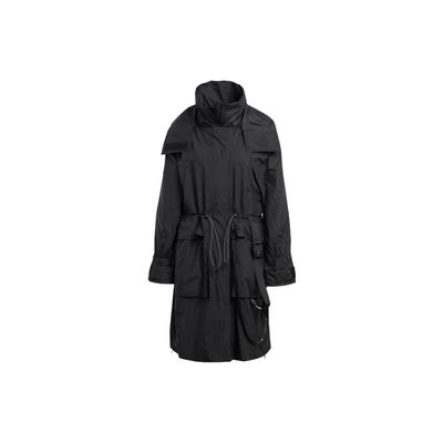 Женская куртка с капюшоном и логотипом бренда, однотонная, черная, HG6900