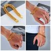 New Gold Color Luxury Link Chain Hip Hop Cuban Bracelet Stainless Steel