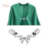 Diamonding Jewelry Chic Women Crystal Stone Inlaid Bowknot Cardigan Collar Clip Dress Shawl Clasp Pin