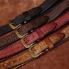 3.8CM High Quality Pure Cowhide Genuine Leather Men's Brass Buckle 5.5mm Thick Belts Retro Jeans Waistband Male Belts for Men