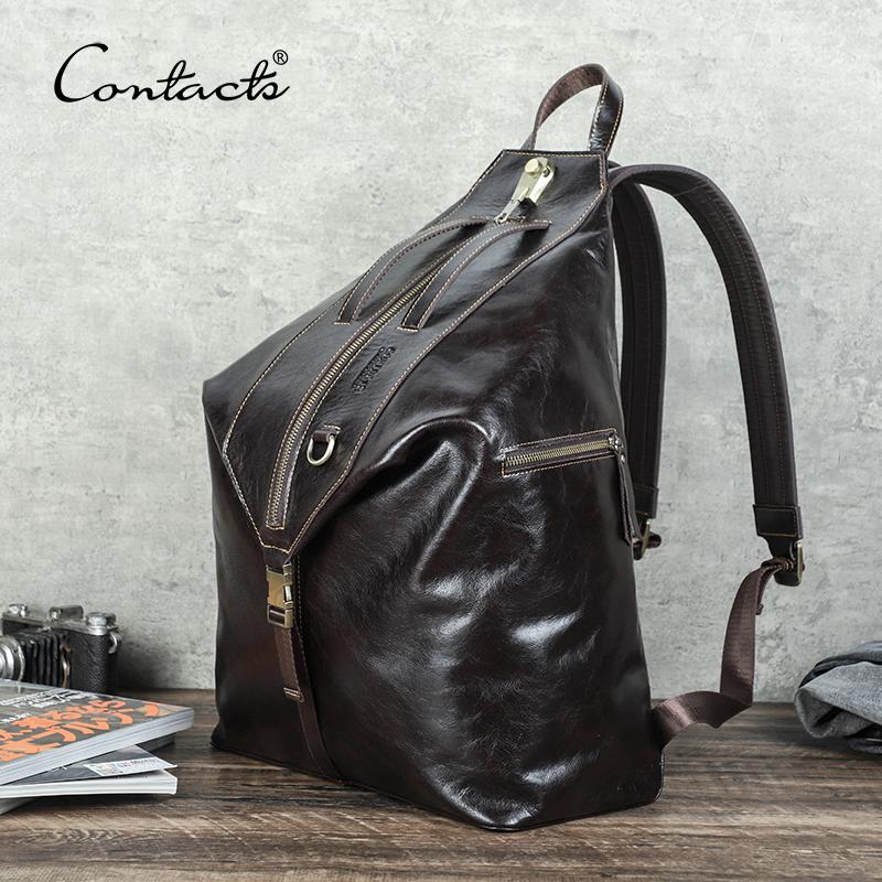 CONTACT'S из натуральной кожи, мужские рюкзаки, сумки с паролем, дизайн, школьные сумки, мужские дорожные рюкзаки для ноутбука 13,3 дюйма