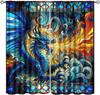 Stained Glass Blackout Window Curtains, Autumn Forest Mosaic Art Beautiful Nature Scenery Stained Glass Home Kitchen Livingroom