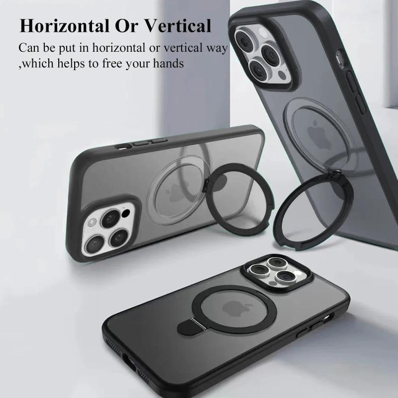 Магнитный чехол для мобильного телефона с кольцом-подставкой для iPhone 16 15 14 Pro Max Plus 13 12 11 Чехлы Прозрачный чехол с защитой