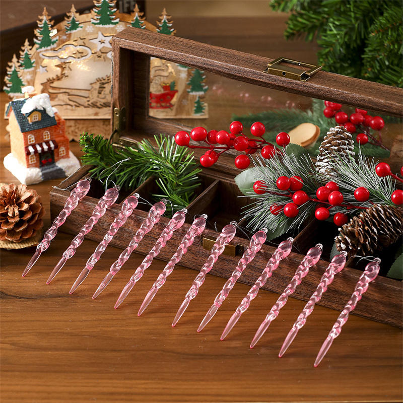 Creative Christmas Acrylic Snowflake Ornament Crystal Clear Icicle Christmas Tree Pendants Holiday Winter Party Hanging Ornament