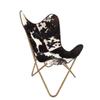 Black & White Hair On Leather Butterfly Chair Genuine Leather With Iron Powder Cotted Stand .