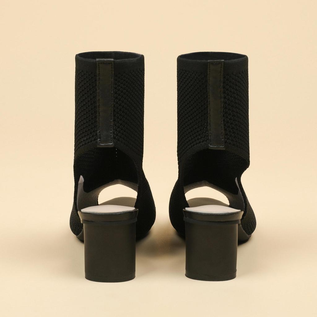 Осень-зима Большие размеры женские вязаные короткие сапоги-трубы повседневные удобные грубые каблуки с острым носком и толстым каблуком 34-43