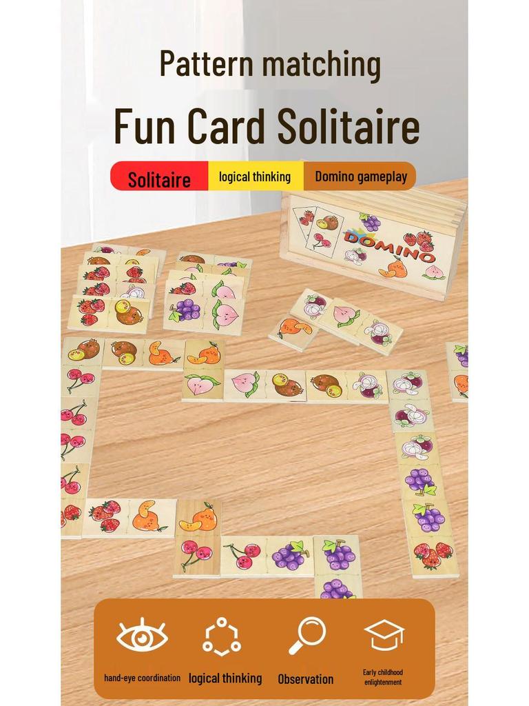 Набор домино-пазлов с животными и фруктами из 28 штук для детского сада