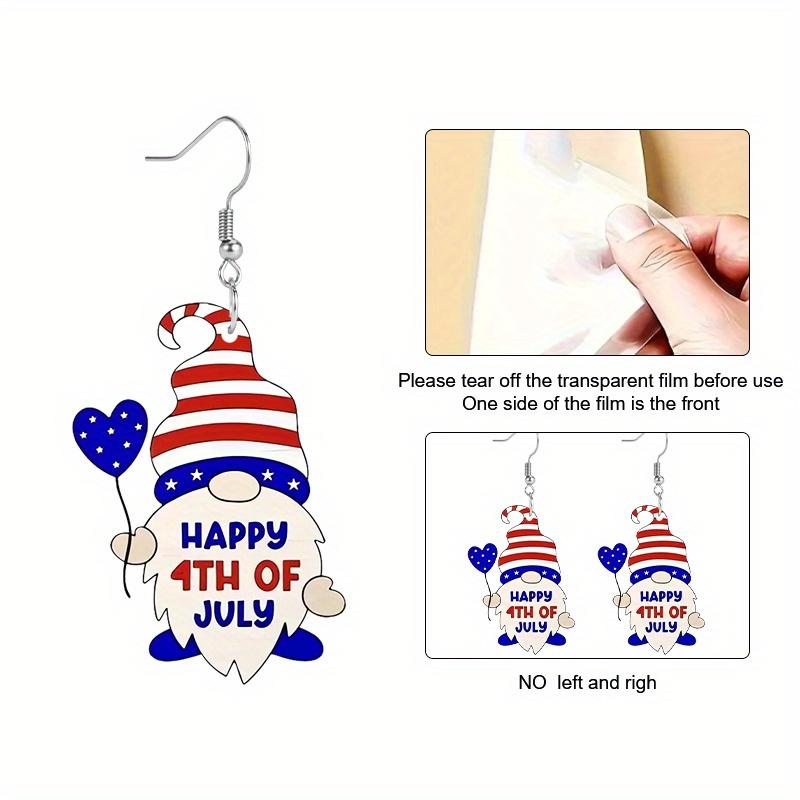 2D Flat Independence Day American Flag Gnome Acrylic Earrings Celebration Accessories Elegant Earrings Party Earrings