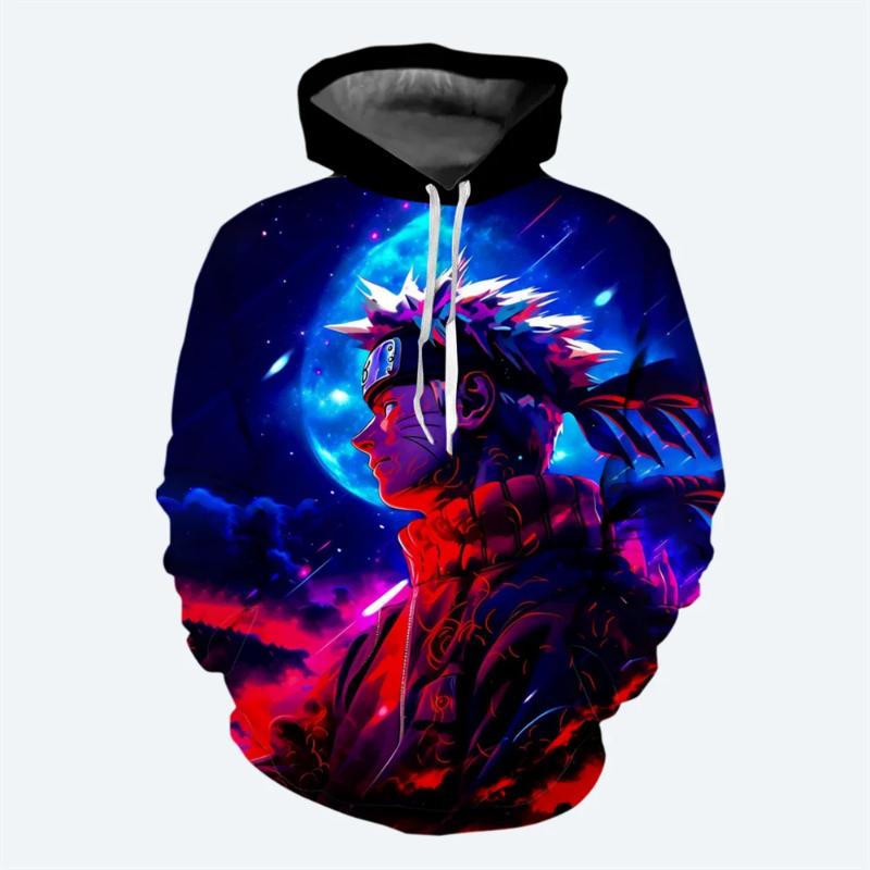 Унисекс худи с 3D-принтом аниме Наруто с ярким графическим дизайном