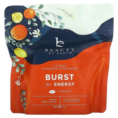 Beauty By Earth, паровой баллончик для душа Burst of Energy, цитрусовый, 7 таблеток, 198 г (7oz)