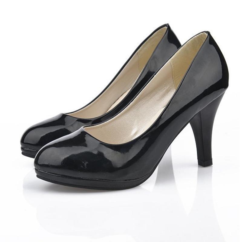 Модная женская кожаная элегантная деловая одежда с круглой головкой на низком каблуке OL Arashi, размер 34-42