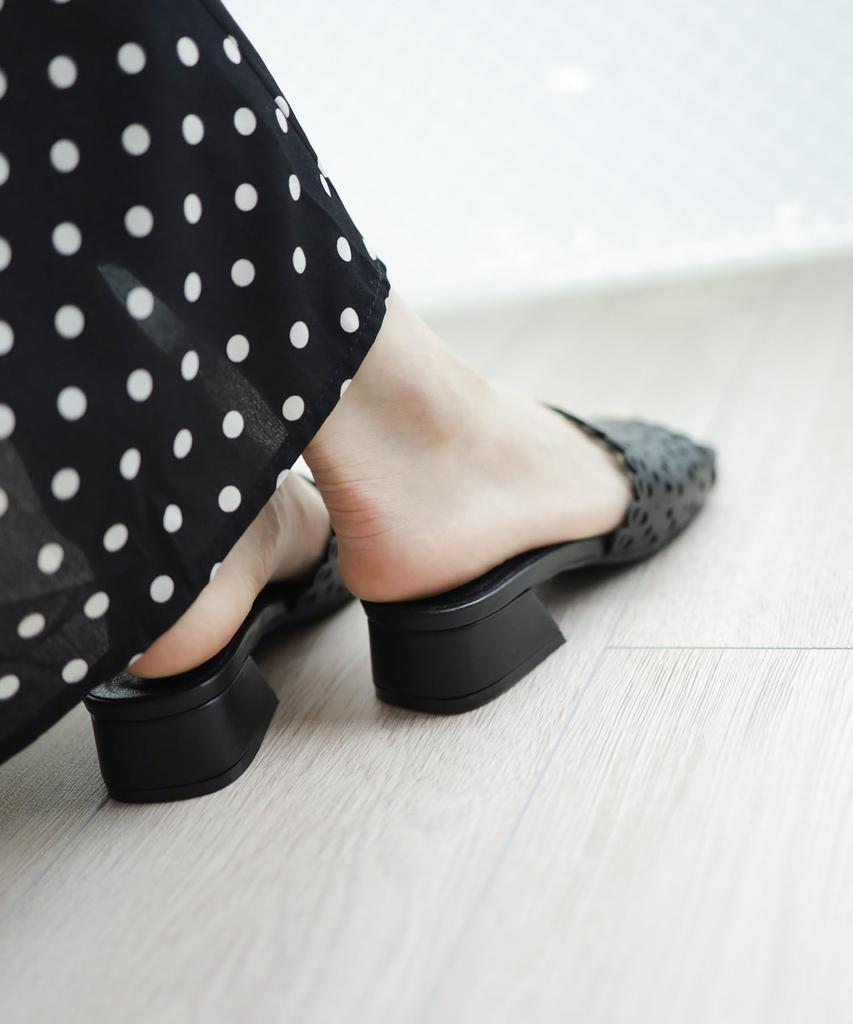 Туфли-мюли с перфорацией на низком каблуке для [Sest] женщин, S, Черные, dts406-BLK-S