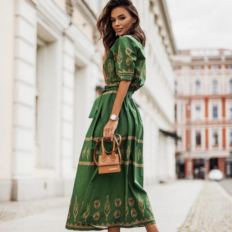 RUGOD Летняя новинка, однобортное льняное платье-рубашка с короткими рукавами и воротником-стойкой на талии, женское летнее платье средней длины