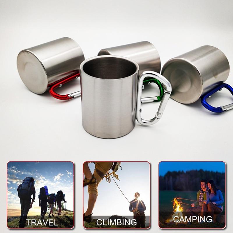 Уличное оборудование, чашка для альпинизма, 350 мл, чашка из нержавеющей стали, карабин, чашка для походной посуды, чашка
