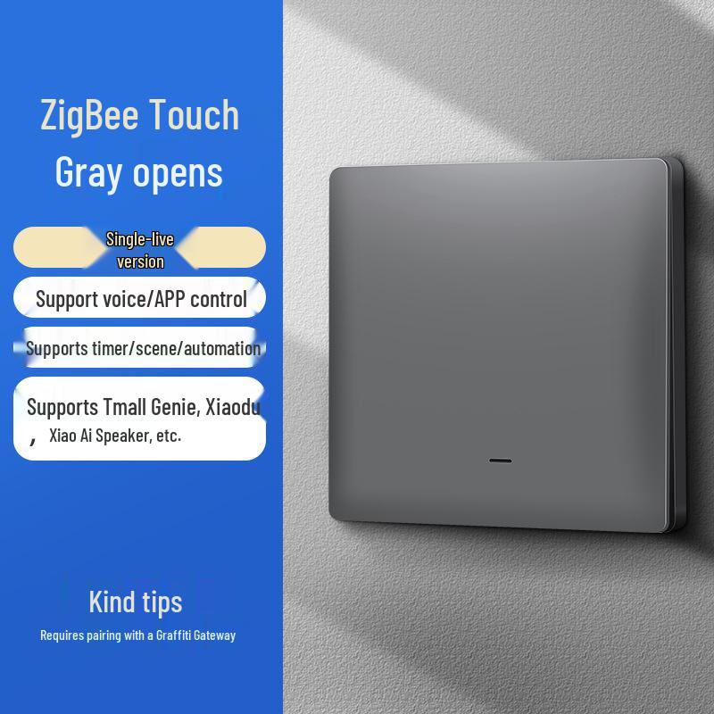 Умный переключатель Zhengshang B1 ZigBee с дизайном граффити - Стандарт ЕС, Совместим с Alexa и Google, Панель голосового дистанционного управления