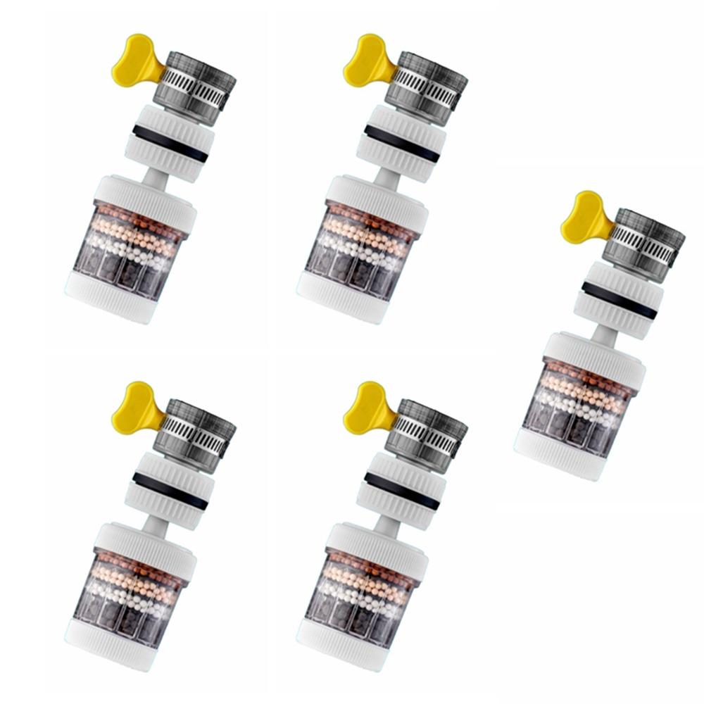 5Pcs 360 Degree Rotatable Filter Water Purifier 6-Layer Filter Kitchen Faucet Extender Household