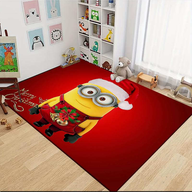1Pc Christmas Minions Fabric Carpet Rug Soft Washable Antislip Home Living Room Sofa Mats Personalized Christmas Rug
