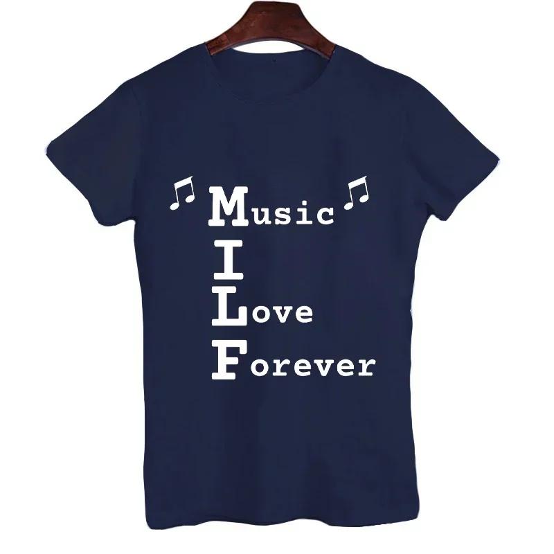 2023 Мужская футболка MILF Music I Love Forever с коротким рукавом Мужская свободная футболка Мужская лучшая брендовая новая мужская футболка с коротким рукавом