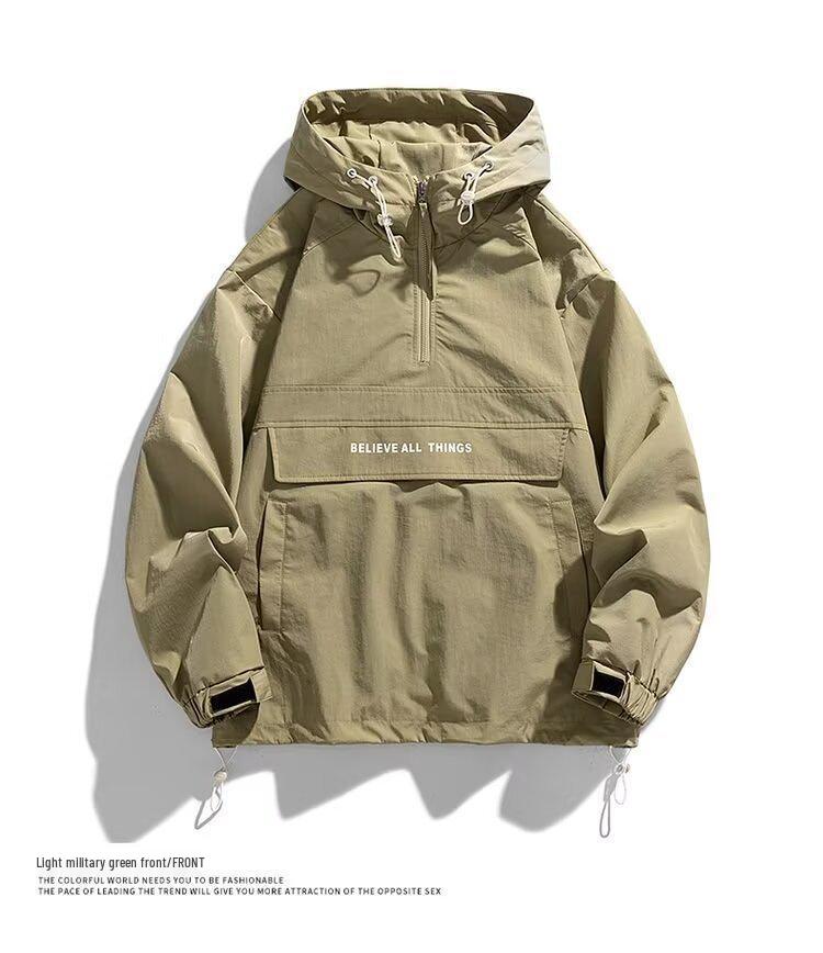 Унисекс куртка с капюшоном и множеством карманов: Горный стиль Весна и Осень, Функциональный Альпинизм на Открытом Воздухе, Модный Американский Бренд.
