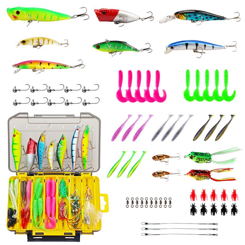 Комплект для начинающего рыболова: Жесткие и мягкие приманки, Имитационные наживки, Микро-приманки для пресной воды, Джиги, Универсальный набор рыболовных снастей