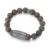 REPTILE BRONZITE BRACELET Matt Brown Bronzite Bracelet In 10mm with Stainless Steel Reptile Design Element