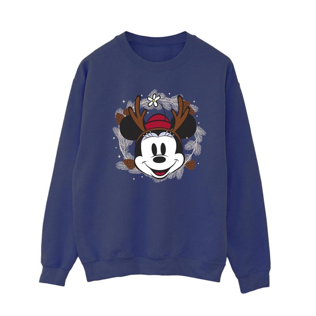 Disney Womens/Ladies Minnie Mouse Reindeer Wreath Sweatshirt