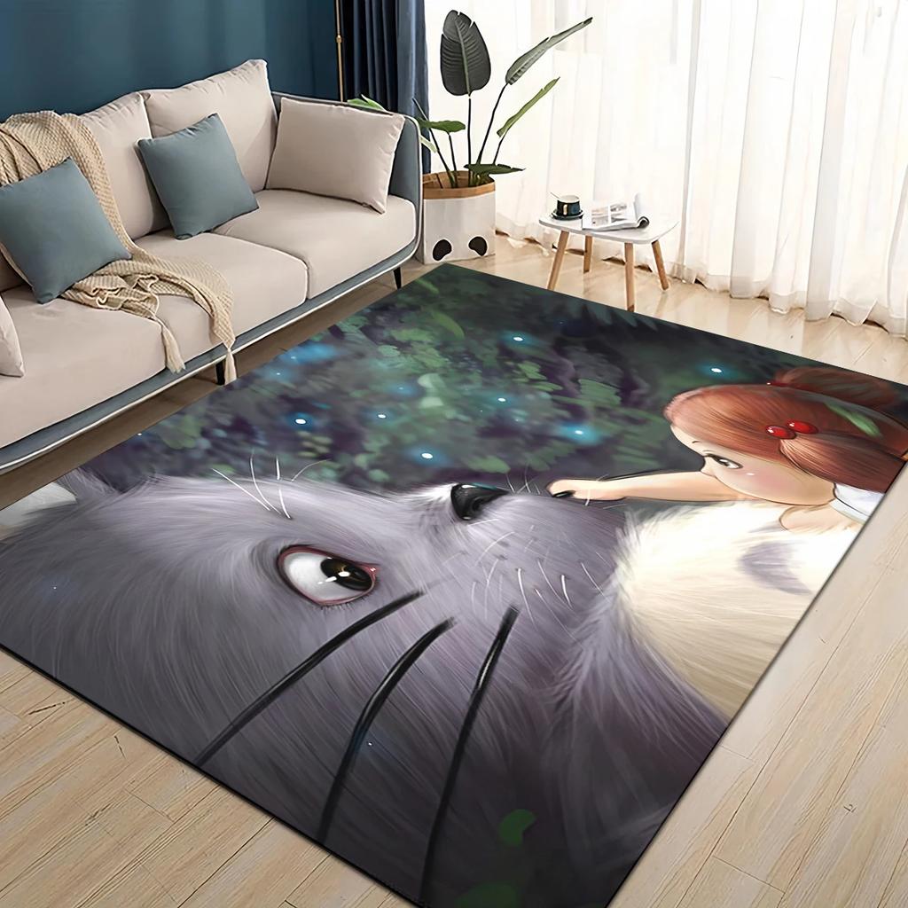 3D ковер с рисунком мультфильма Т-Тоторо, ковер для гостиной, детской спальни, декора у дивана, прихожей, нескользящий коврик для игр детей