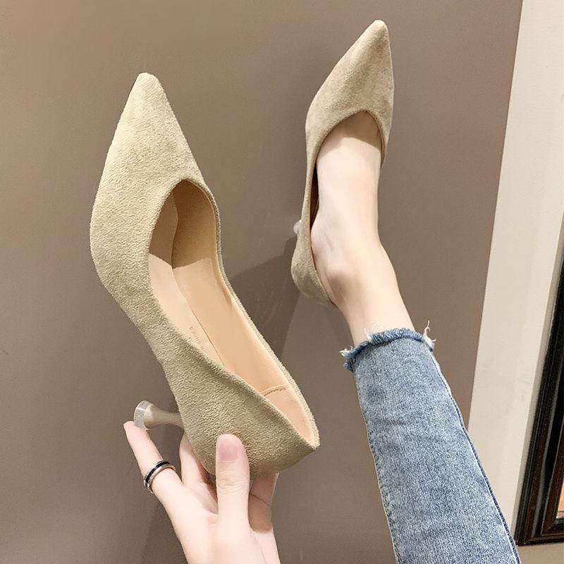 Женская летняя обувь на среднем каблуке Туфли для женщин 2024 года с острым носком для офиса, черные туфли Stilito, тренд по акции, предложение на отпуск