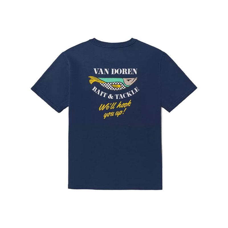 Vans Футболка с круглым вырезом и принтом букв, удобная, дышащая, с коротким рукавом, унисекс, темно-синяя VN000BZ4LKZ