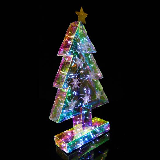 Украшение на рождественскую елку Призма Праздничная елка Освещенная декоративная фигурка Красочные светодиодные огни Праздничная атмосфера Ночной светильник Рождественский подарок для семьи и друзей