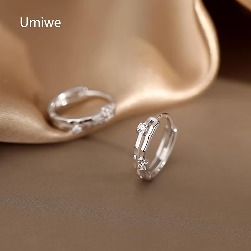 Umiwe Hoop Earrings Men's Ladies 925 Silver Leave It On Compatible with Metal Allergies for Both Ears Cool Simple Ring Earrings Accessories Gift