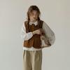 All Match Button-up Short Coats Round Neck Waistcoat Women Simple Vintage Corduroy Vests  Ladies