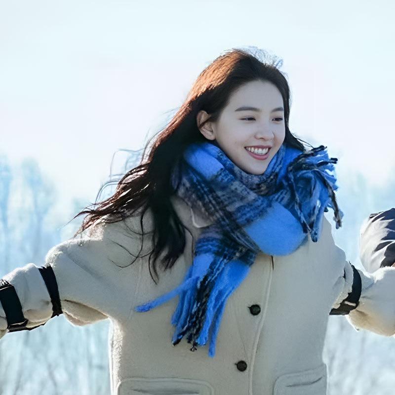 Blue Scarf Women's Winter High-end Warm Scarf Shawl