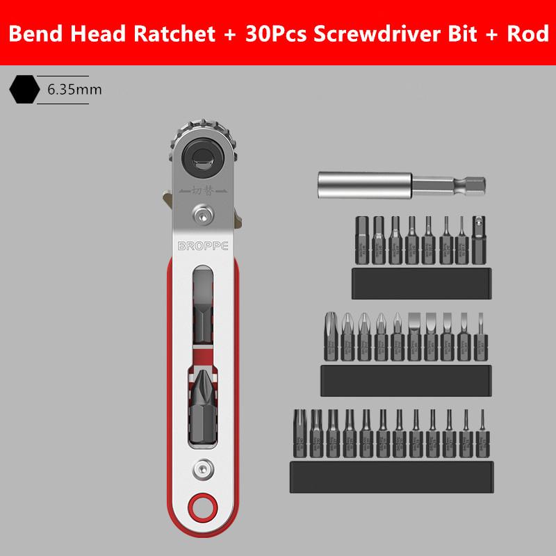 BROPPE Набор магнитных двусторонних отверток с храповым механизмом, прямоугольный 1/4 дюйма, шестигранный хвостовик, поворотная головка с трещоткой для узкого пространства, сделай сам