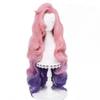Парик для косплея Серафины LoL KDA Cosplay LoLose Wavy Green mixed Purple Pink Mixed Heat Resistant Synthetic Hair Game Parics + Paric Cap