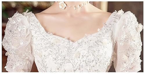 [Housaku Co., Ltd.] Свадебное платье, Пышные рукава, Вырез-сердечко, Искрящееся, Свадебное, А-силуэт, Для концерта, Элегантное, Невеста (L)