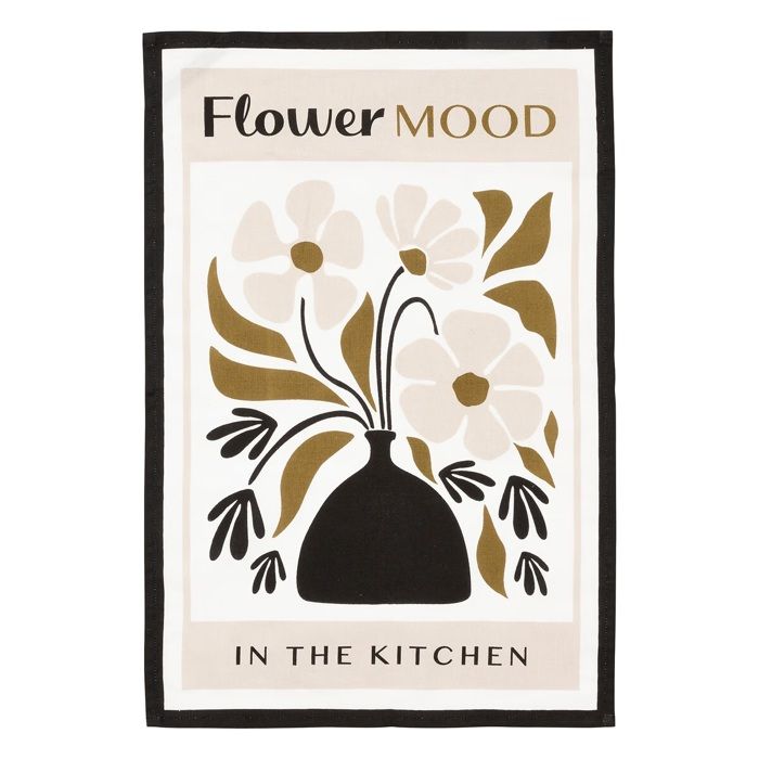 Torchons - Twisted Lime - Lot de 3 - 45 x 70 cm - 100% coton - Blanc, noir et doré