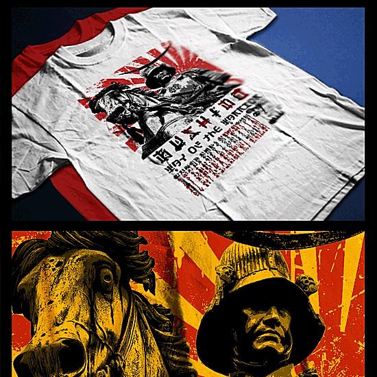 Samurai T-Shirt Deadly Warrior with Sword Bushido Code Japanese Shogun Blade