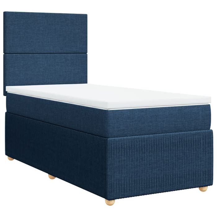 VidaXL Sommier à lattes de lit avec matelas Bleu 90x190 cm Tissu 3294210